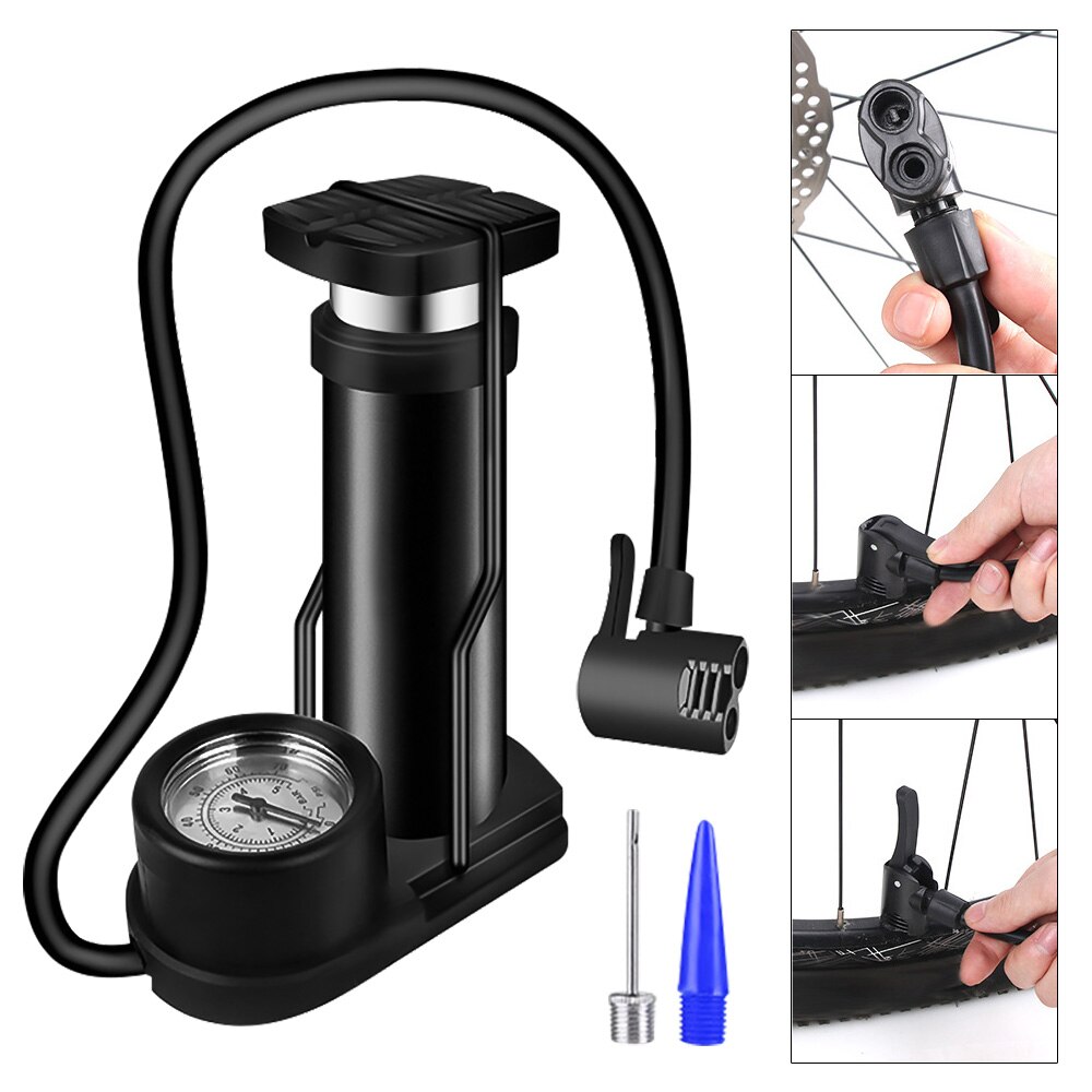 Picture of Cycling Bike Air Pump Bicycle Ball Foot Inflator with Pressure Gauge 120psi Hot 