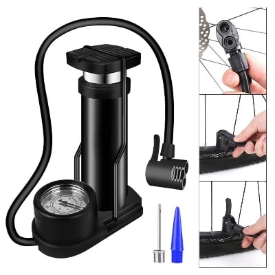 Picture of Cycling Bike Air Pump Bicycle Ball Foot Inflator with Pressure Gauge 120psi Hot 