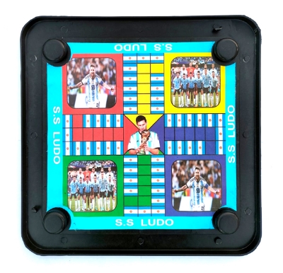 Picture of Plastic Carrom Board (Both side play : One side Carrom board & Other side Ludu ).Board game - Multi color - (14X14) Inch (Multicolor)