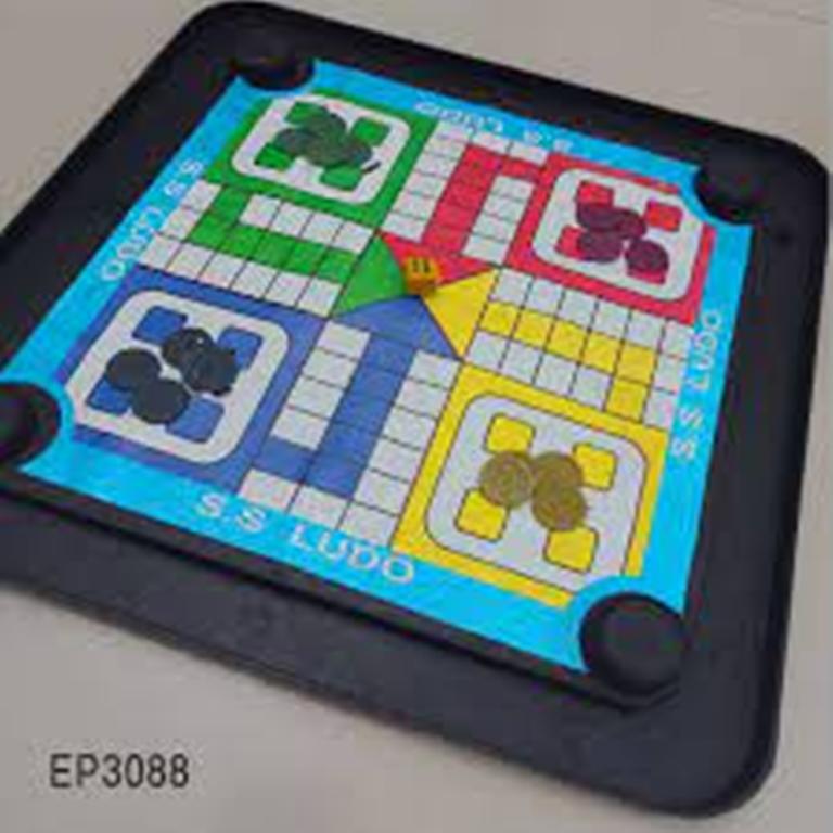 Picture of Plastic Carrom Board (Both side play : One side Carrom board & Other side Ludu ).Board game - Multi color - (14X14) Inch (Multicolor)