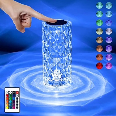 Picture of 16 Color Crystal Rose Diamond Table Lamp Acrylic Table Lamp for Living Room Bedroom with Remote (Multicolor)