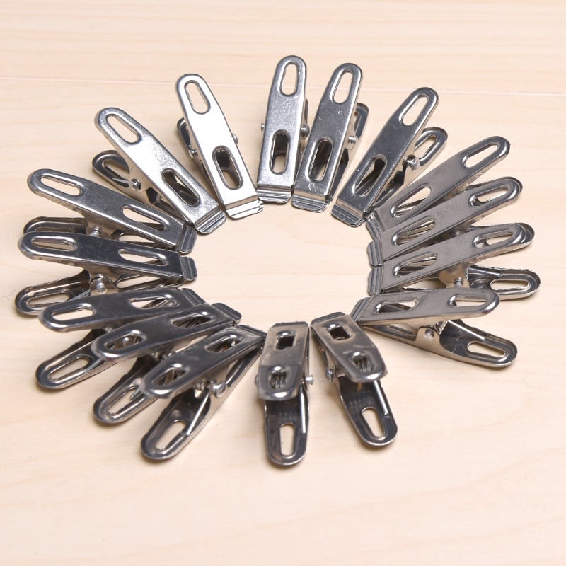 Picture of Steel Pin Cloth Hanging Steel Clips Steel Cloth pins Pack Of 20 High Quality - Hanger (Silver)