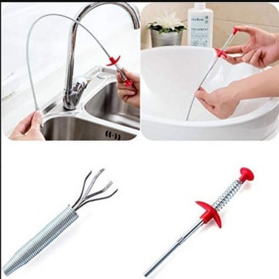 Picture of Drain clog remover , Drain snake cleaner stick Remover Cleaning Tools Spring Pipe Dredging Tools , Long Reach Hair Catcher Dredge Pipe Brush Kitchen Sink Cleaning 