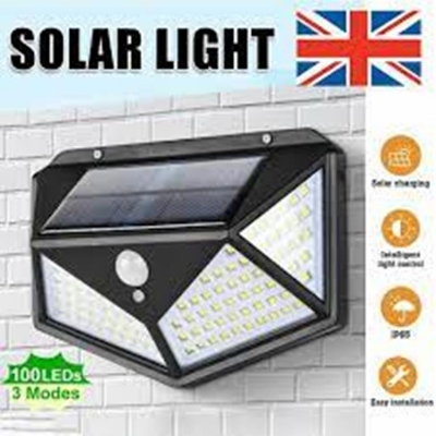 Picture of 100 LED Solar Interaction Wall Lamp Motion Sensor LED COB Light Lamp (Black)