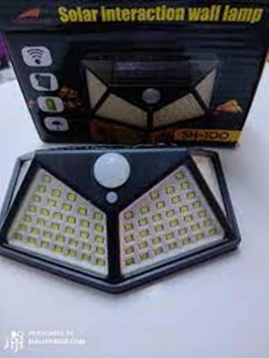 Picture of 100 LED Solar Interaction Wall Lamp Motion Sensor LED COB Light Lamp (Black)
