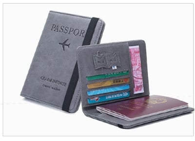Picture of Multi-Functional PU Leather Card Holder Travel Passport Cover Case (Light Ash)