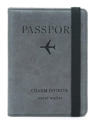 Picture of Multi-Functional PU Leather Card Holder Travel Passport Cover Case (Light Ash)