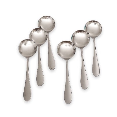 Picture of Stainless Steel Soup Spoon Set of 6 Pieces, Soup Spoon, Cereal Spoon, Soba Spoon, Bouillon Spoon - kitchen accessories (Silver 6 pcs)