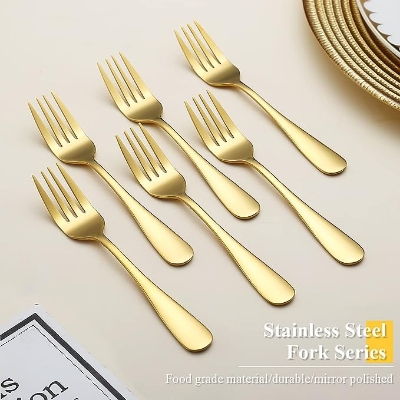 Picture of Golden colour Stainless steel Spoon 6 pieces (Fork Spoon 6 pieces)