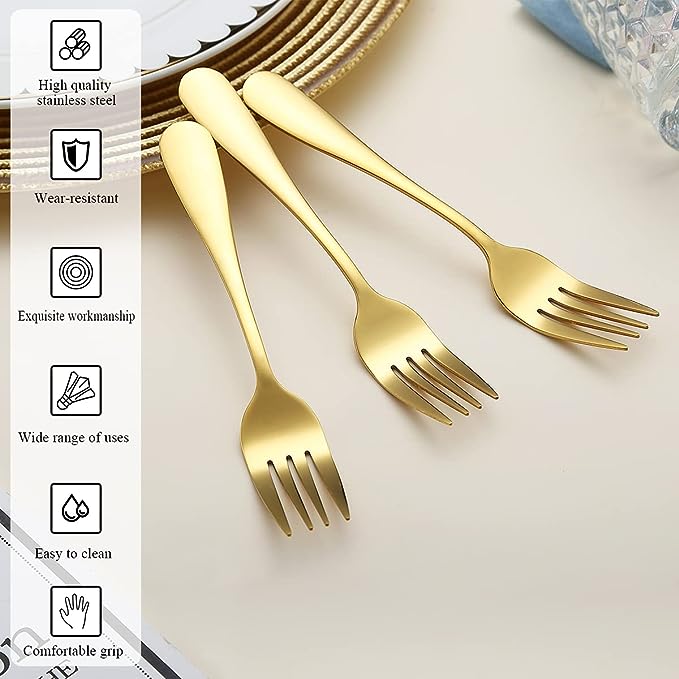 Picture of Golden colour Stainless steel Spoon 6 pieces (Fork Spoon 6 pieces)
