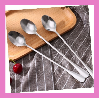 Picture of Long handle 1/3 pcs pickling spoon stainless steel silver color mirror polish spoon best for cutlery 23 cm long (3 pcs)