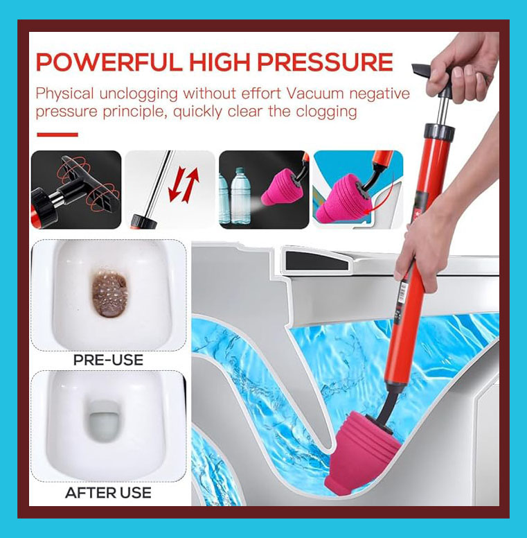 Picture of High Pressure Air Drain Clog Remover Plumbing Tool, High Pressure Toilet Unblock One Shot, Toilet Plunger Kitchen Sink Sewer Dredge Tool, High Pressure Toilet Unblock a Shot-Cyclone 
