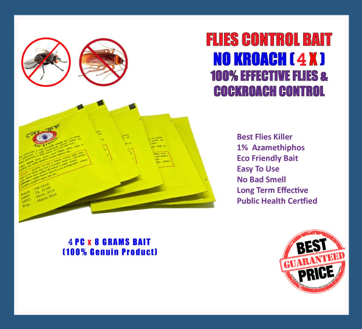 Picture of No Kroach Cockroach Powder Bait Special Insecticide Bug Beetle Telapokar Insect Reject - 4 packet (•	4 Packet)