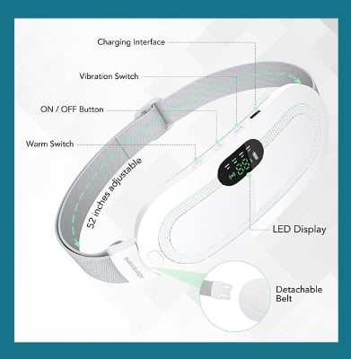 Picture of Heating pad for Period Cramps & Vibration sliming Massage belt (White)