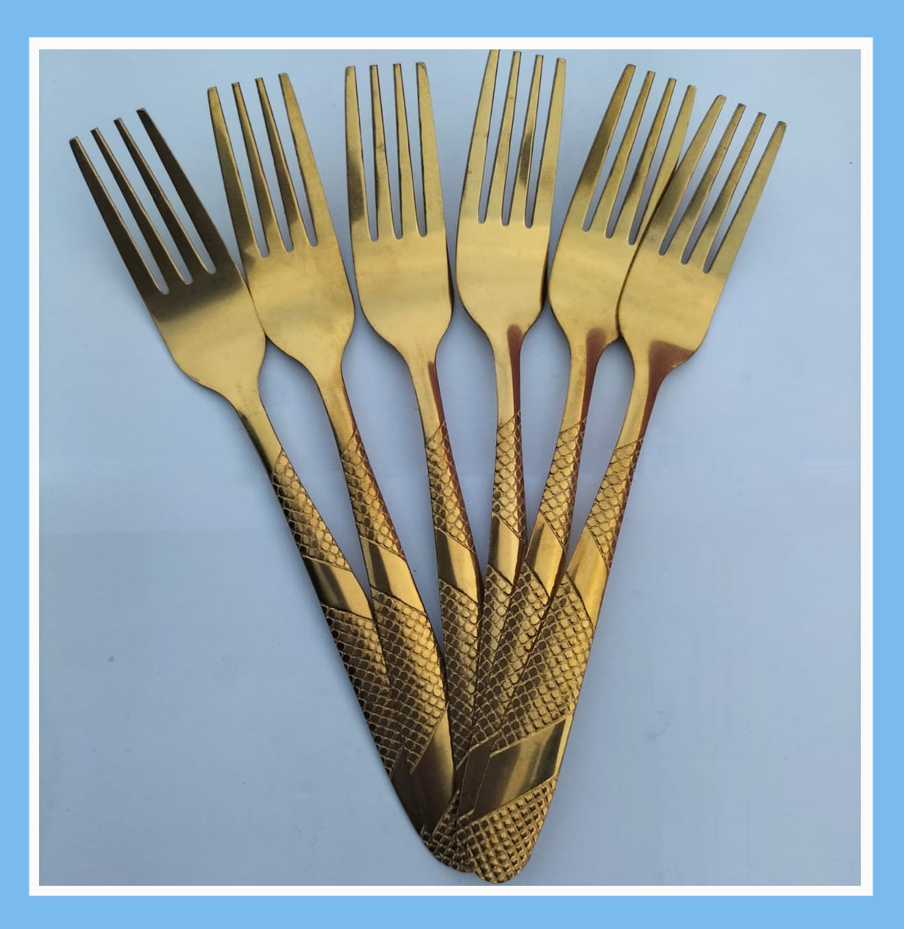 Picture of Golden Stainless Steel Tea Spoon Set – 6 Pieces, 6-Inch Size for Home & Restaurant (6 pieces fork)