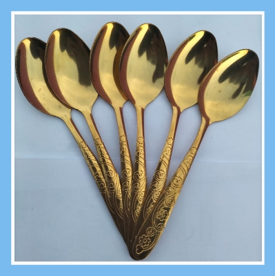 Picture of Golden Stainless Steel Tea Spoon Set – 6 Pieces, 6-Inch Size for Home & Restaurant (6 pieces tea)