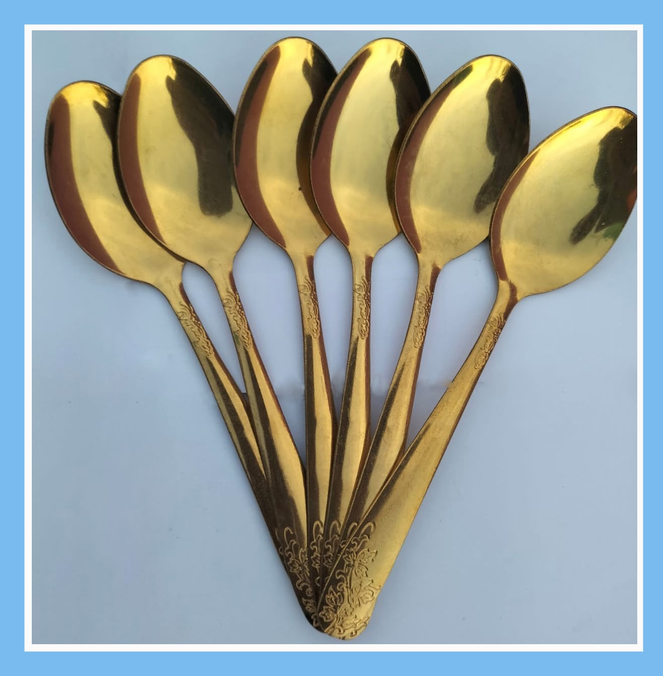 Picture of Golden Stainless Steel Tea Spoon Set – 6 Pieces, 6-Inch Size for Home & Restaurant (6 pieces tea)