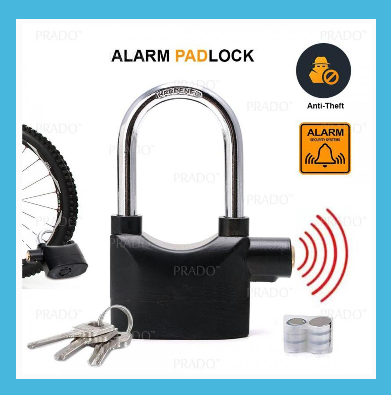 Picture of BIG SIZE Security Alarm Lock for Bike and Door Security Alarm Lock Bike Alarm Lock Bicycle Alarm Lock Door Alarm Lock (Black)