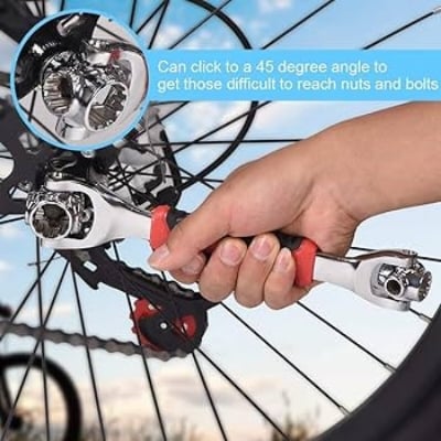 Picture of 360 Degree Multipurpose Tiger Wrench 8 in 1 Tools Socket Works Universal Ratchet Spline Bolts Torx Sleeve Rotation Hand Tools (Silver)
