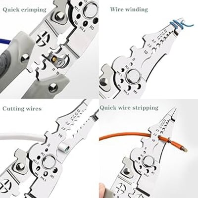 Picture of Crimper Cable Cutter Adjustable Automatic Wire Stripper Multifunctional Stripping Crimping Pliers Terminal Hand Tool (Multicolor)