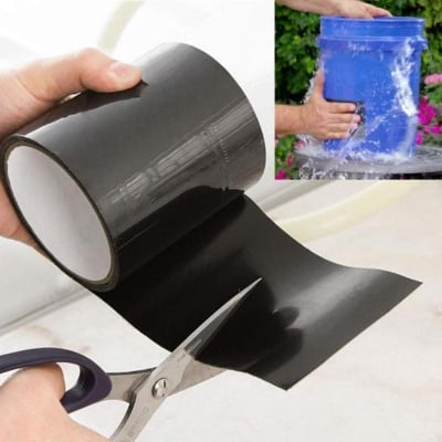 Picture of Super Strong Adhesive Tape Black Flex Tape Waterproof Stop Leaks Seal Repair Tape Self Fix Fiberfix Insulating Duct Tape washi -Double Side Tape (Black)