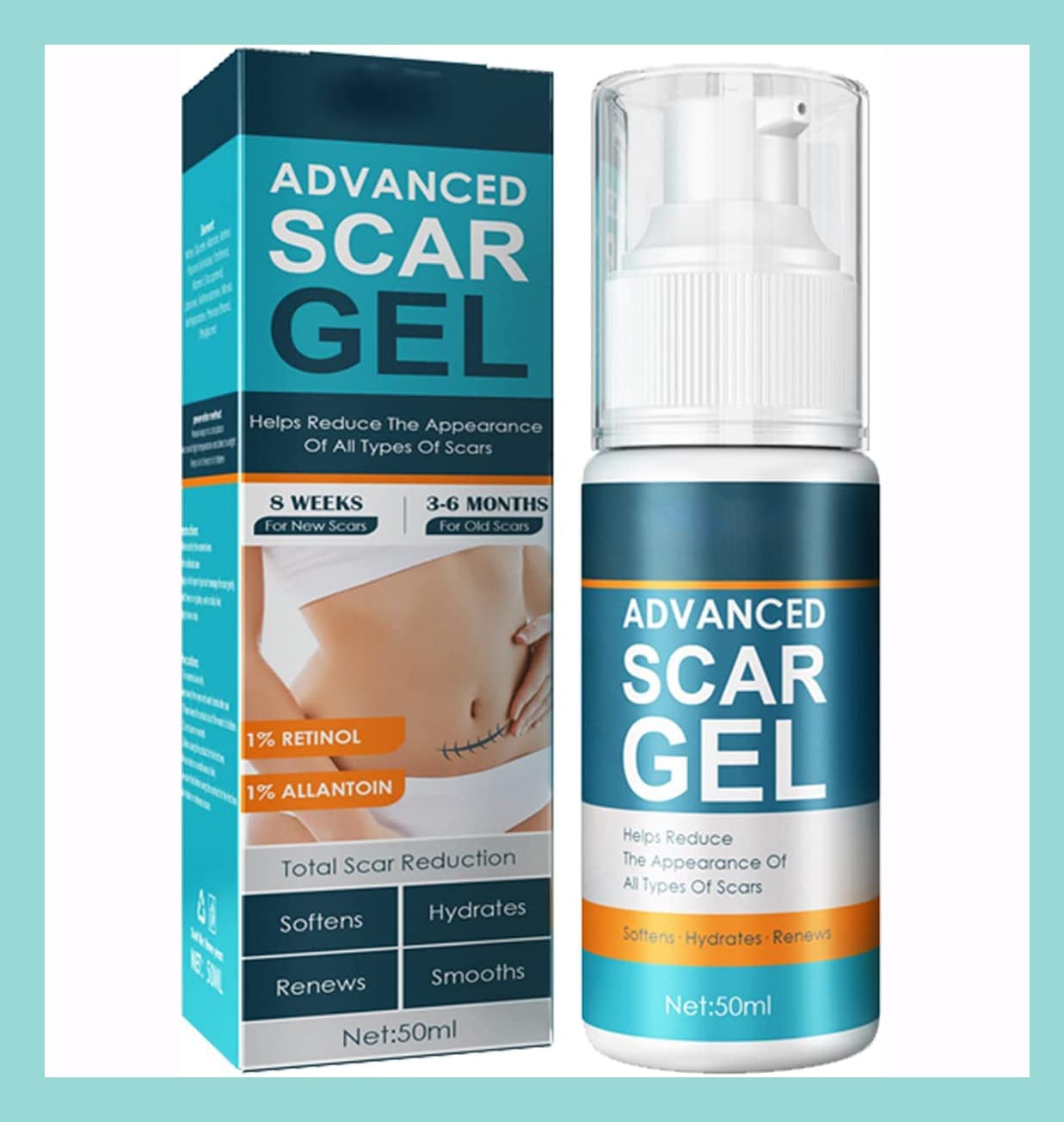 Picture of 50ml Scar Removal Gel - Effective Stretch Mark, Acnes Spots, Burns and Surgical Scars Treatment Cream - Retinol, Allantoin,Vitamin E - Post Surgery Skin Repair Supplies No Side Effects 
