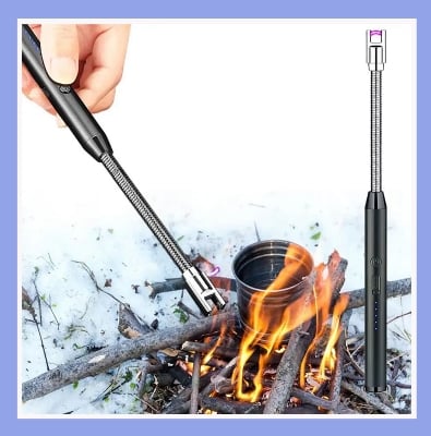 Picture of Modern Outdoor Portable Electric Kitchen Gas Lighter/Arc Lighter USB Rechargeable Long Lighter Windproof Candle Lighter Outdoor Plasma Flexible Neck 