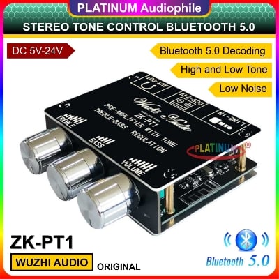 Picture of Bluetooth 5.0 Decoder Board Dual Channel Stereo Low Noise High and Low Tone Pre- Amplifier Board ZK-PT1 (Black)
