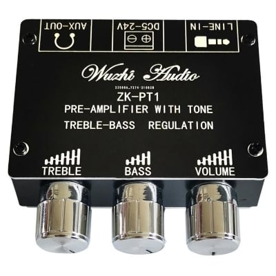 Picture of Bluetooth 5.0 Decoder Board Dual Channel Stereo Low Noise High and Low Tone Pre- Amplifier Board ZK-PT1 (Black)