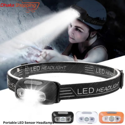 Picture of Mini LED Headlamp Super Bright Rechargeable Portable Body Motion Sensor LED Camping Head Light (Black)
