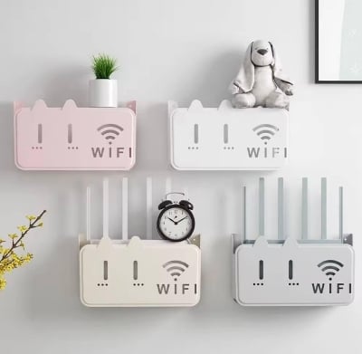 Picture of Wall Mounted WiFi Router Shelf Box – ABS Plastic Wireless Router Holder & Organizer – Hidden Cable Storage Bracket – Space Saver for Home & Office – Easy Install – Wall Mounted Decorative Internet Box (1Pcs MultiColor) (Multicolor)