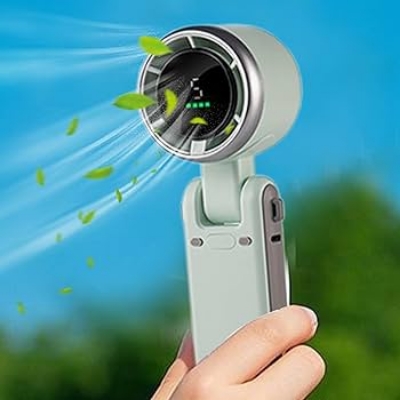 Picture of Popular Mini High-Speed Handheld Turbo Fan Smart Digital Display Wearable Personal Desk/Turbo Fan Handheld Rechargeable Fan Multicolor Portable Mini Hand Fan USB Rechargeable Foldable Hanging Neck Fan USB Mini Portable Small Turbo Fan (Multicolor)