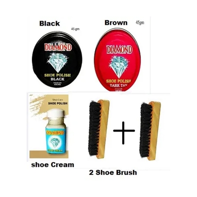 Picture of Combo Shoe  polish Diamond 45 Black Diamond 45 Brown Shoe Craeami polish & 2 Shoe Brush