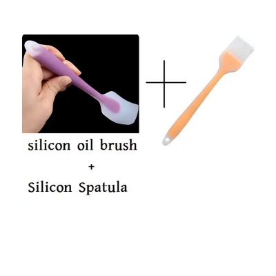 Picture of Combo of Silicon oil brush And Silicon Spatula -Multicolor