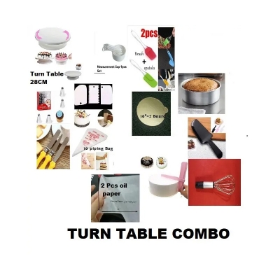 Picture of 13XT COMBO 6c set / Oil brush set / 7" round mold / 10"= 2 board / oil paper 2 pcs / egg bitter Heavy / pink adjustable scrapper  / cake slicer -Multicolor