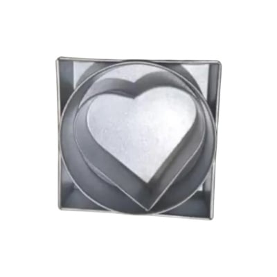 Picture of Aluminium Square 8" / Heart 5" / Round Shape 7" Cake Mold/ Pudding Mold Full Set -Silver