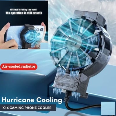 Picture of X16 Mobile Cooler For Gaming Universal Size Mini Cooling Fan for All Gaming Phone -Black