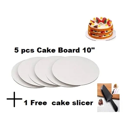 Picture of 10" Round Cake Board 5 pcs + 1 piece Cake Slicer Free -Multicolor