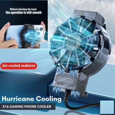 Picture of X16 Super Mobile Cooler For Gaming Universal For All  phone Size Mini Cooling Fan for All Gaming and video watching -Black