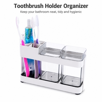 Picture of Toothbrush Holder Automatic Toothbrush Dispenser Holder Toothbrush Storage Two Box Part Bathroom Accessories -White