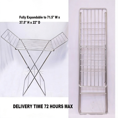 Picture of Home Intelligence Folding 3 Tyre Dry Rack Dryer - Cloth Rack - Upscaled Quality S.K.B DCH -M202M Full SS Stainless Steel -Silver