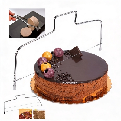 Picture of Hot kitchen cake wire cutter  tools stainless steel wire cutter cake cutter bread cutting leveler decorator kitchen tool -Silver