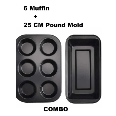 Picture of Combo 6 Muffin non stick And 25 Cm pound mold non stick -Black
