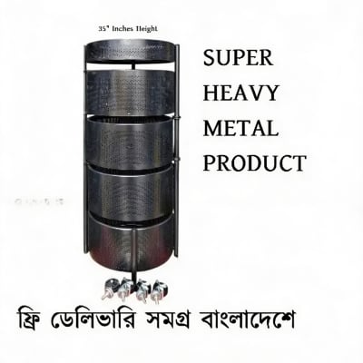 Picture of 4 Layer Multi Storage Veg Rack With Steel wheel Full Metal -Black