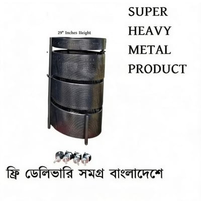 Picture of 3 Layer Multi Storage Veg Rack With Steel wheel Full Metal -Black