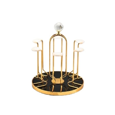 Picture of Cup Rack Kitchen Bar 6 Mug Hooks Mug Holder for Carafes Teacups Coffee Mugs (Gold)