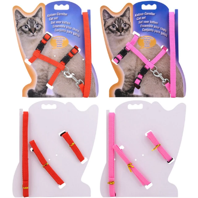 Picture of Adjustable Nylon Pet Cat Harness and Leash ~ Kitten Belt Collar with lead (Multicolor,2 kg)