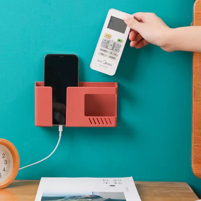 Picture of New Wall Mounted 2-in-1 Mobile Phone Charging Stand and Multipurpose Storage Holder Bracket 