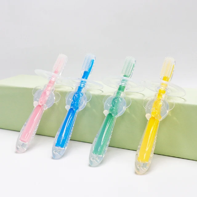 Picture of Full Silicone Baby Hand brush Children's silica gel three dimensional body milk for training, toothbrush, safe silicone brush soft-bristled / Teether CN-1pcs 