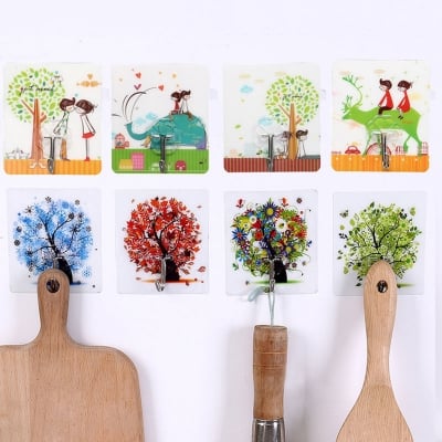 Picture of 10 pcs Powerful Transparent Wall Hook, Heavy Duty Adhesive Hooks(5.9kg) Reusable,Seamless ,Scratch,Waterproof and Oilproof (Multicolor)